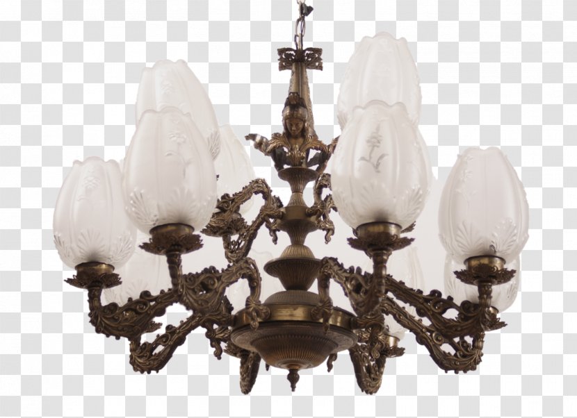 Chandelier Brass Glass Candlestick Lamp - Ceiling Fixture Transparent PNG