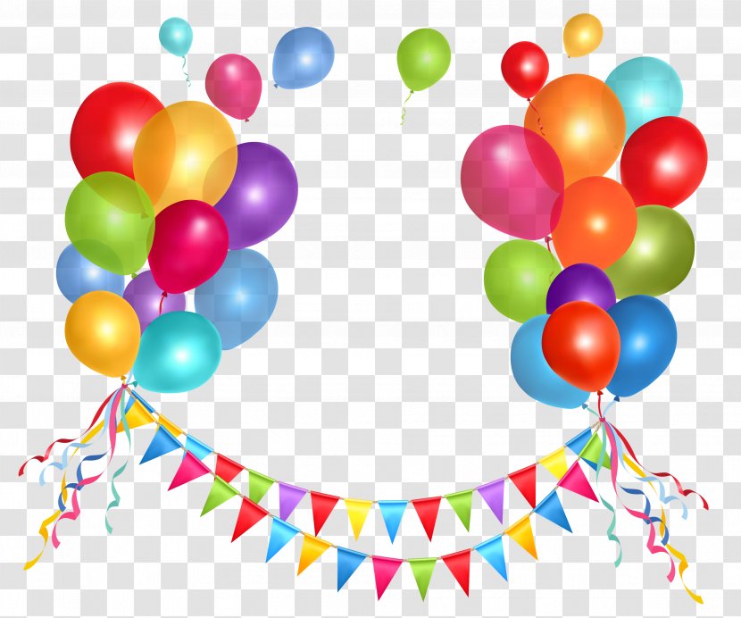 Birthday Cake Balloon Clip Art - Twoballoon Experiment - Silver Streamers Cliparts Transparent PNG