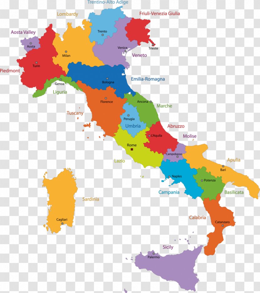Regions Of Italy City Map Vector - Mapa Polityczna Transparent PNG