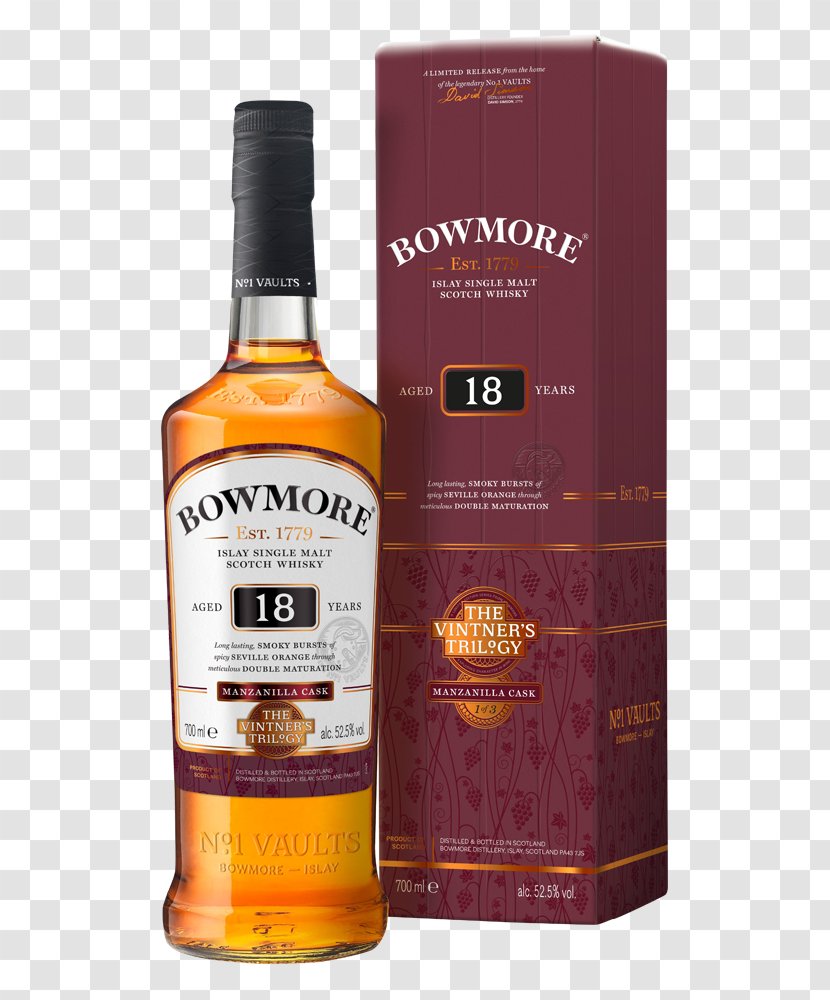 Bowmore Single Malt Whisky Scotch Whiskey - Finishing - 18 Years Old Transparent PNG
