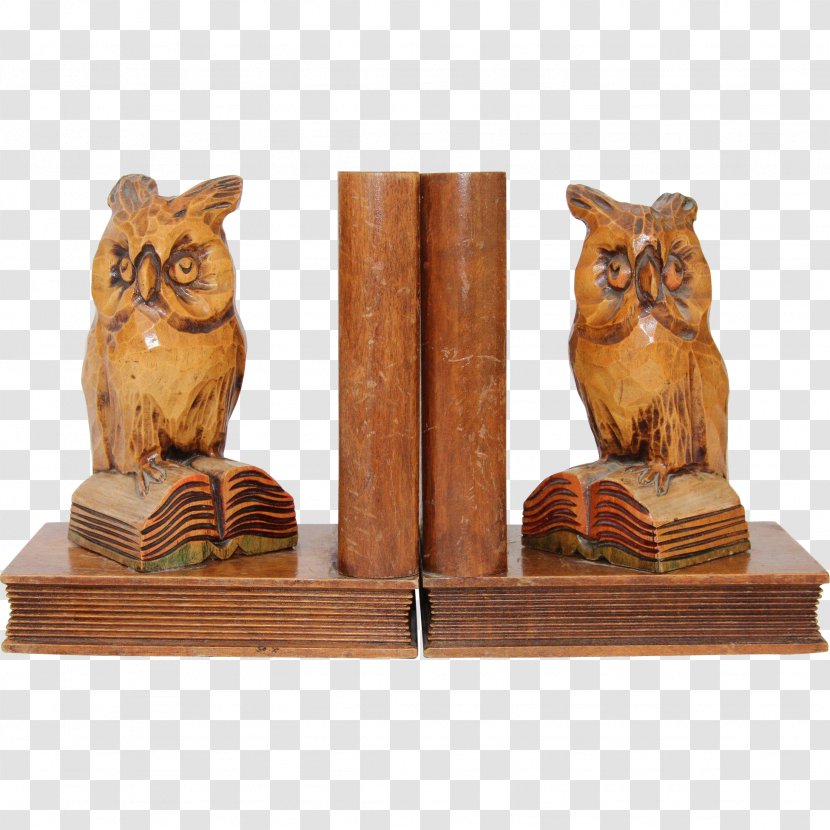 SPI Wide-Eyed Owl Bookends Wood Carving Wide Eyed - Artifact Transparent PNG