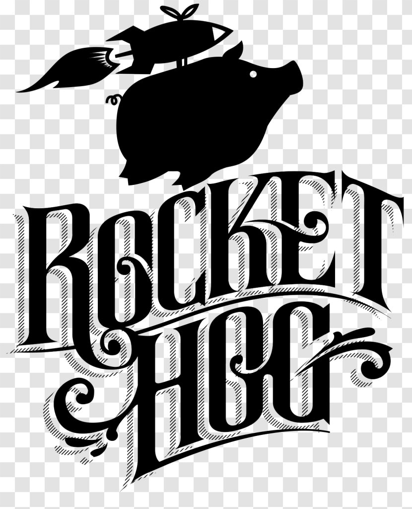 Logo Rocket Hog Wordmark Brand Font - Black And White - Stench Flying Transparent PNG