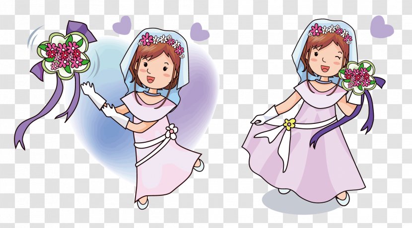 Dating Bride Wedding - Heart - New Year And Holding Flowers Transparent PNG