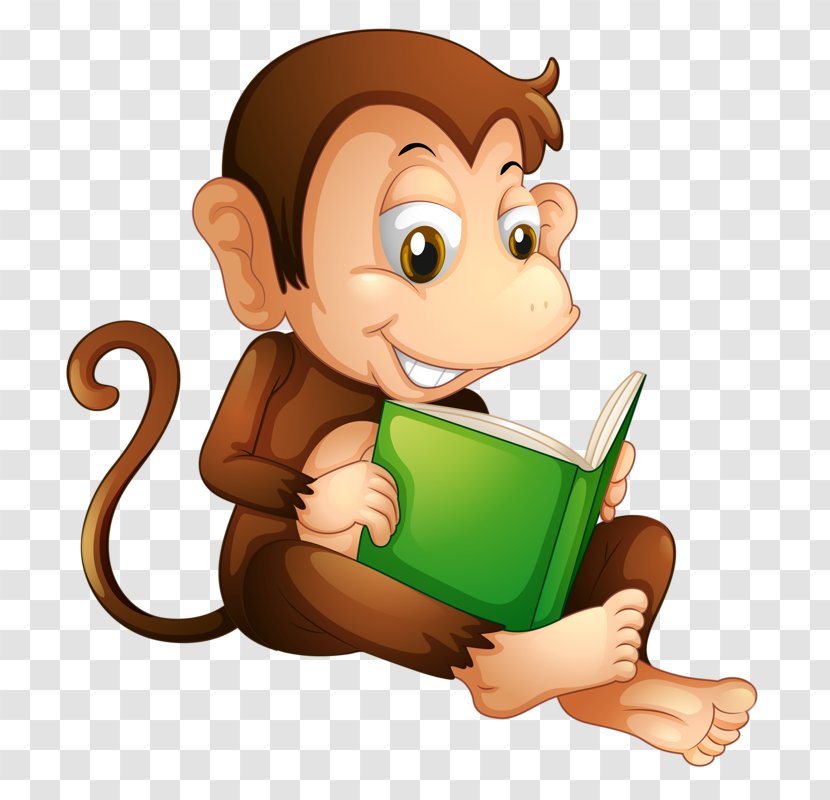 Reading Book Clip Art - Human Behavior - Monkey Transparent PNG