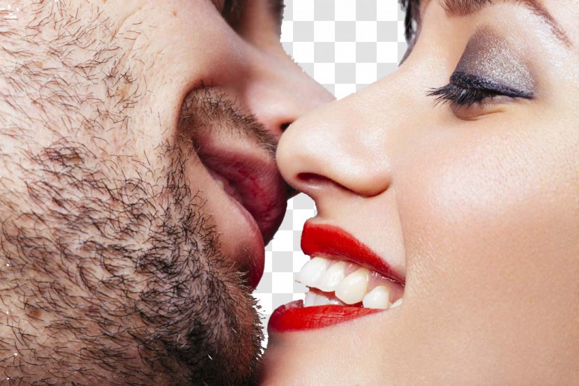 Kiss Man Intimate Relationship Flirting Photography - Smile - Fashionable Men And Women Kissing Transparent PNG