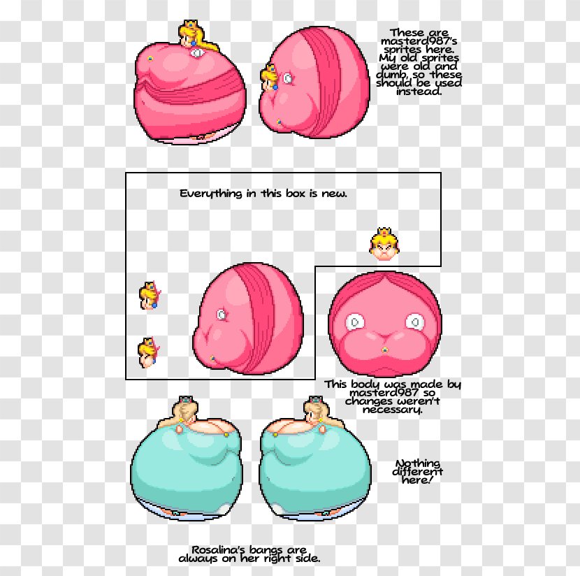 Princess Peach Rosalina Daisy Fat Sprite - Game - Bubblegum Transparent PNG
