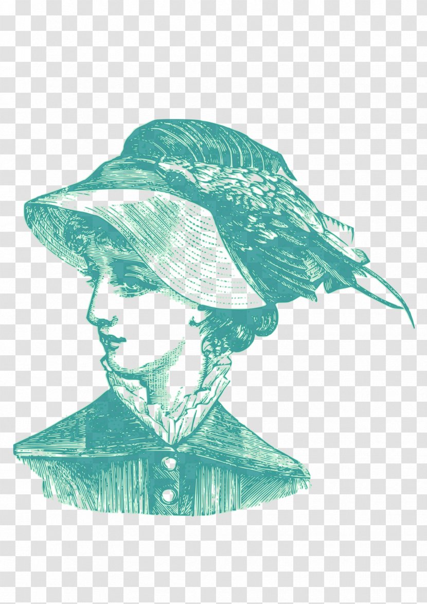 Victorian Era Woman Clip Art - Sun Hat - Thinking Transparent PNG