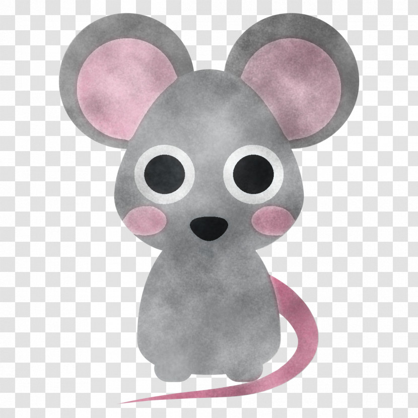 Pink Mouse Cartoon Nose Muridae Transparent PNG