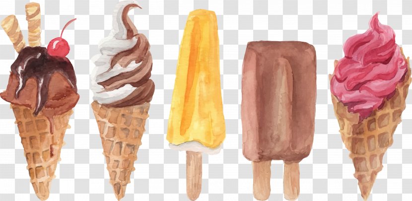 Ice Cream Sundae Milk Clip Art - Dessert - Hand Drawn Vector Transparent PNG