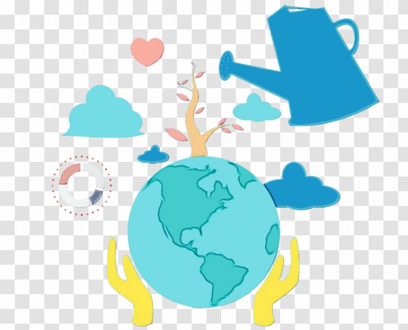 Clip Art Turquoise World Globe - Wet Ink Transparent PNG