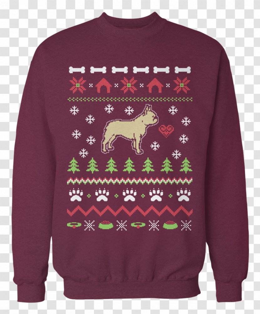 Christmas Jumper German Shepherd T-shirt Sweater - French Bulldog Transparent PNG