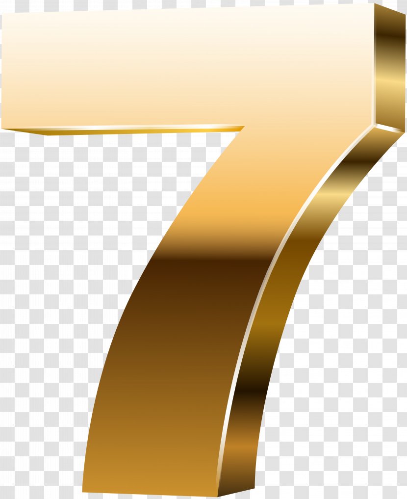 Yellow Font Angle Design - Decorative Arts - Number Seven 3D Gold Clip Art Image Transparent PNG