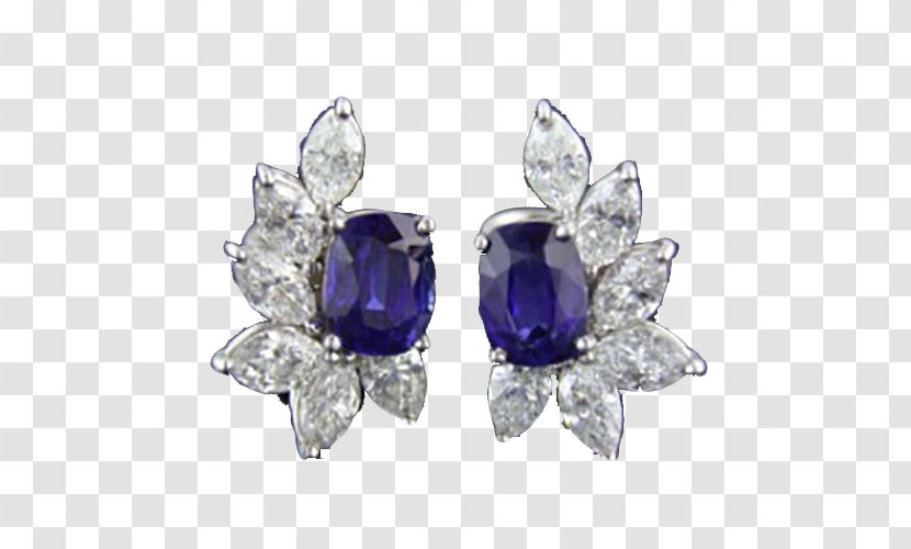 Earring Amethyst Sapphire Diamond Jewellery - Product Kind Earrings Surrounded By Half Transparent PNG