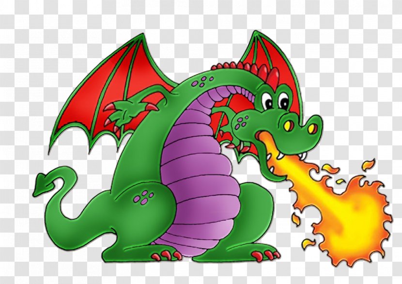 Fire Breathing Dragon Cartoon Clip Art - Dinosaur Spitfire Transparent PNG