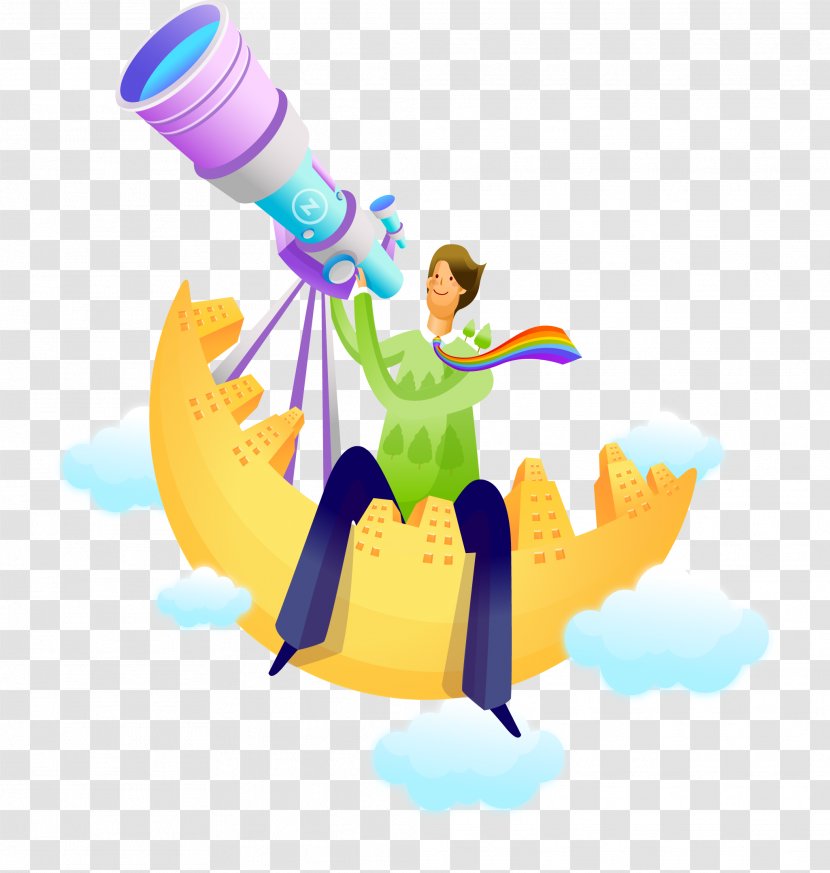 Stock Illustration Cartoon Royalty-free - Royaltyfree - A Man With Telescope Transparent PNG