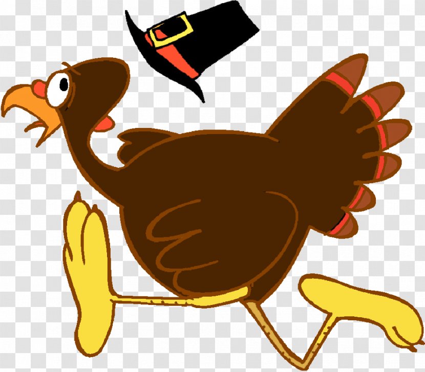 Turkey Trot Running Pilgrim Clip Art - Rooster Transparent PNG