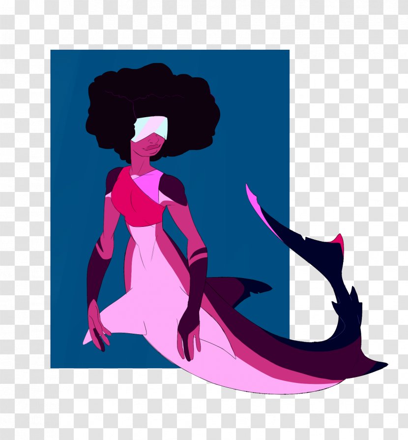 Mermaid Cartoon - Black Hair - Magenta Transparent PNG