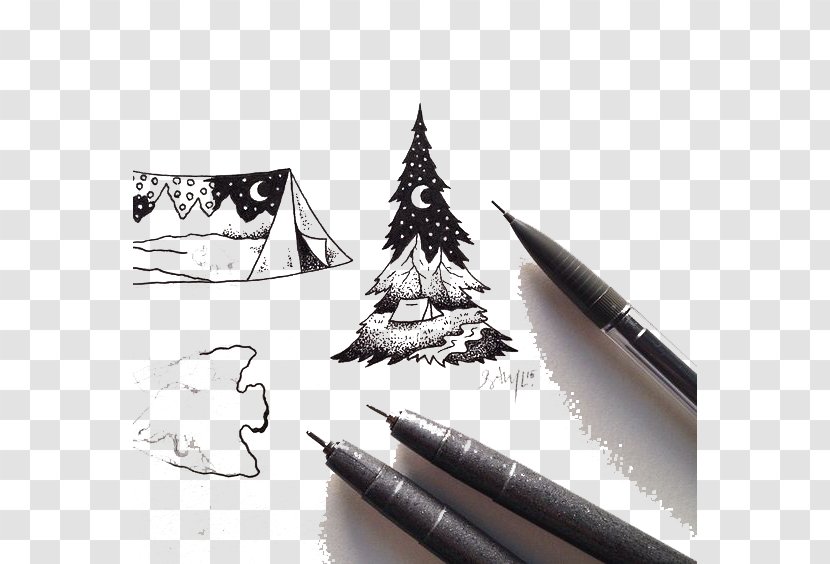 Tattoo Drawing Idea Art Sketch - Pencil - Hand-painted Christmas Tree Transparent PNG