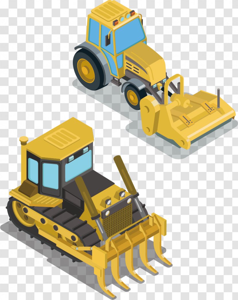 Machine Excavator Heavy Equipment Bulldozer Forklift - Yellow Transparent PNG