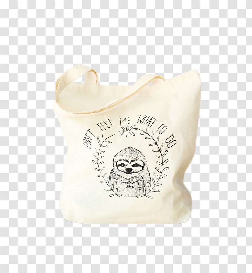 Handbag - White - Sloth Design Transparent PNG
