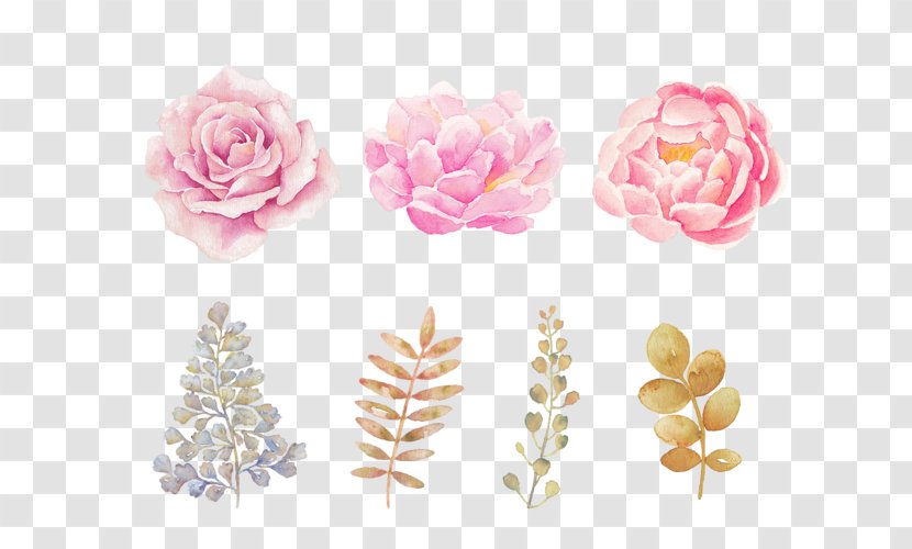 Pink Flowers Watercolor Painting - Rose - Hand-painted Transparent PNG