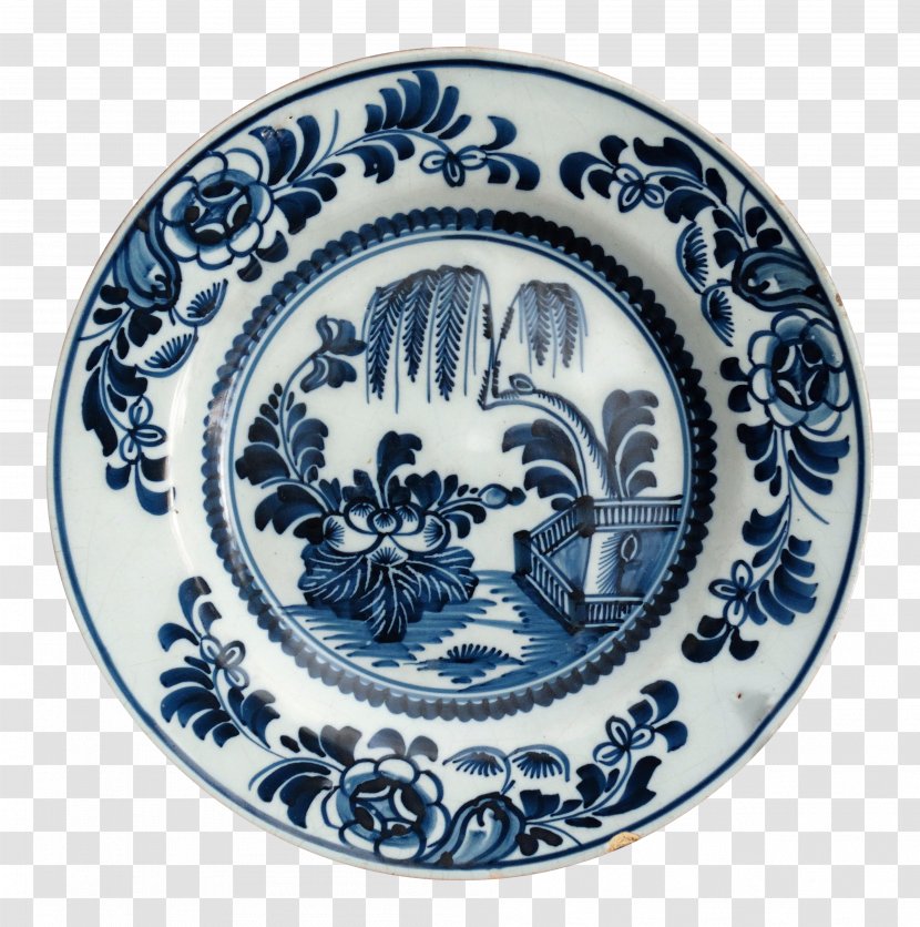 Delftware Porcelain Plate Blue And White Pottery Transparent PNG