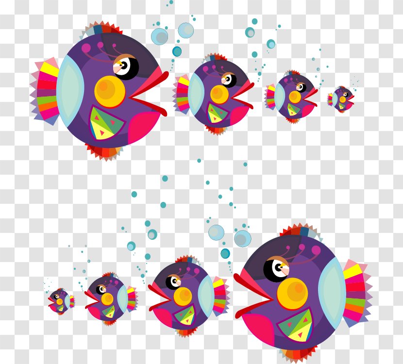 Fish Clip Art - Purple - Vector Hand Colored Transparent PNG