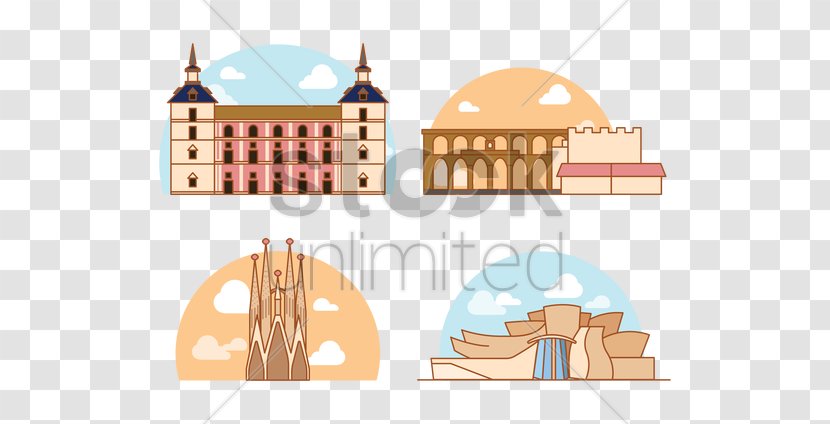 National Monuments Of Spain Sagrada Família Vector Graphics Illustration Architecture - Eiffel Tower - Building Transparent PNG