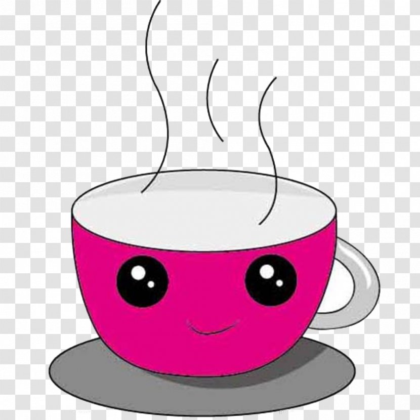 Coffee Cup Smile Clip Art - Pink Transparent PNG
