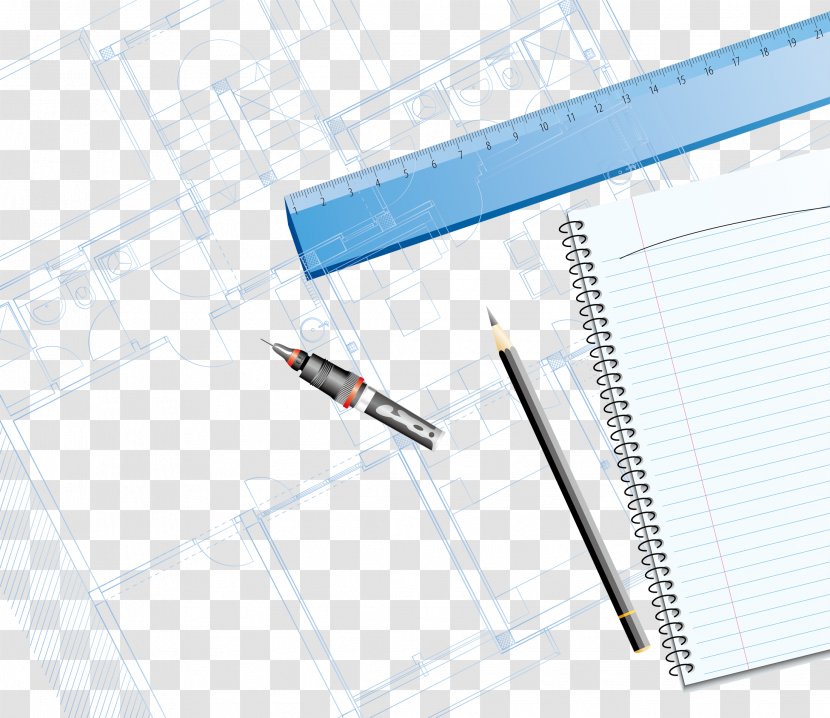 Paper - Building Design - Notebooks And Stationery Plan Being Drawn Transparent PNG