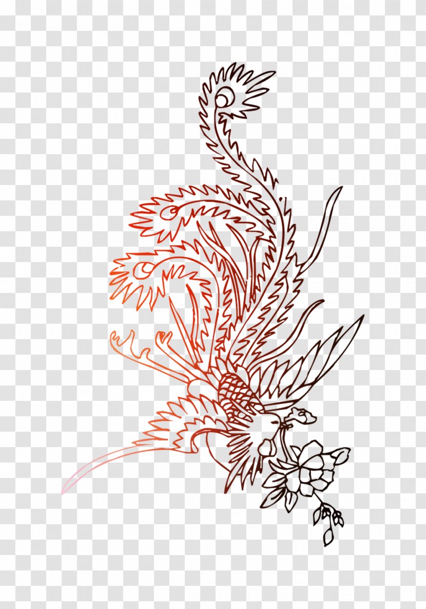 A Coloring Book Phoenix Drawing Papercutting - Fenghuang - Art Transparent PNG