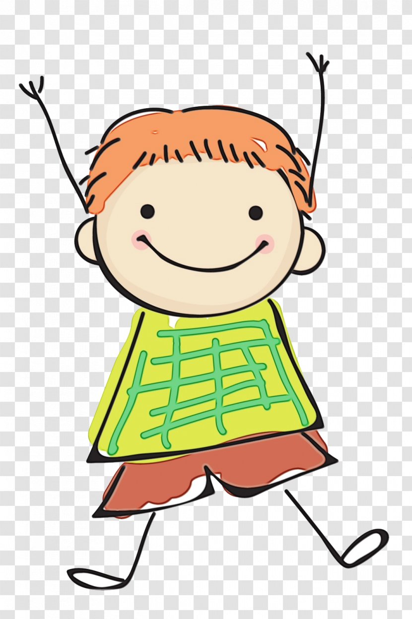 Cartoon Clip Art Line Cheek Happy - Child Pleased Transparent PNG