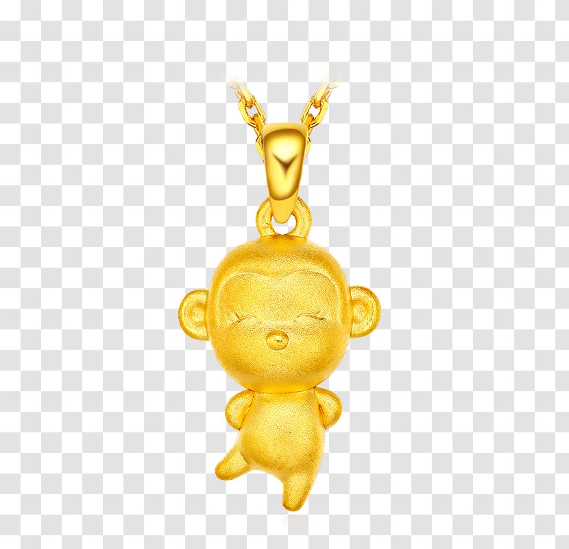 Minnie Mouse Gold Monkey U9996u98fe - Chow Tai Fook - Golden Pendants Jewelry Transparent PNG