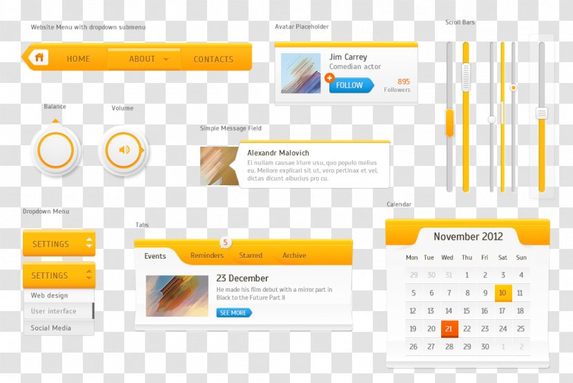 User Interface Design Download - Text - Yellow UI Kit Transparent PNG