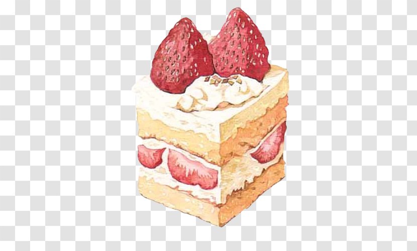 Shortcake Strawberry Cream Cake Doughnut Food - Buttercream - Sandwich Naigao Hand Painting Transparent PNG