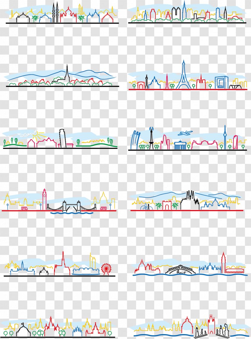 Building Celebrity Silhouette Architecture - Painting - Cartoon Stick Figure Lines City Transparent PNG