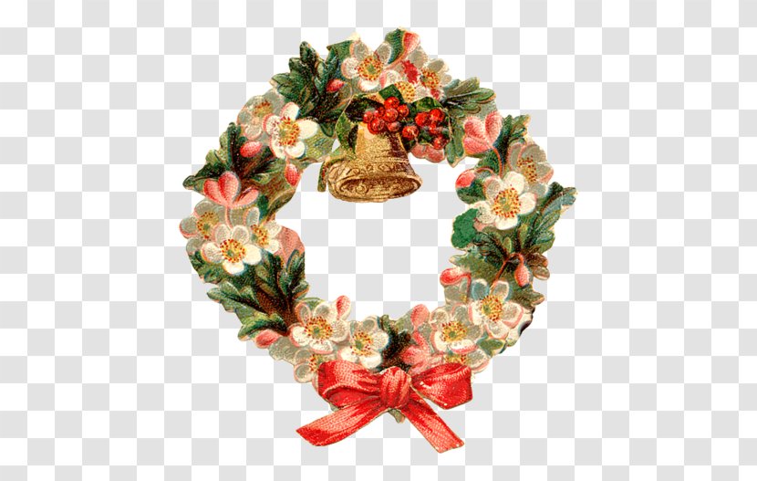 Santa Claus Christmas And Holiday Season Greeting Card - Flower Arranging - Bells Bow Garland Transparent PNG