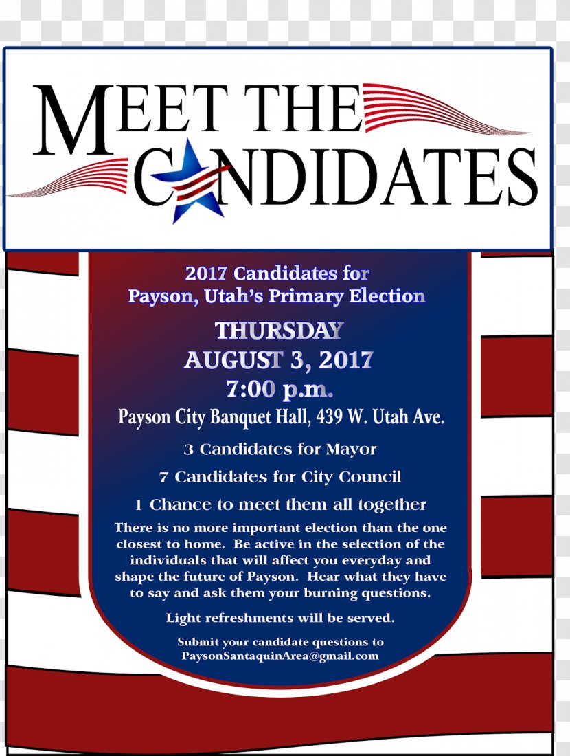 Payson Candidate Primary Election Santaquin - Advertising - Local Transparent PNG