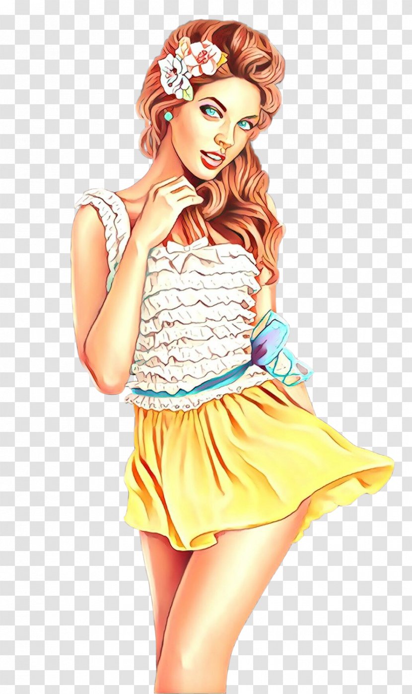 Clothing Yellow Waist Fashion Model Illustration - Fictional Character - Retro Style Transparent PNG