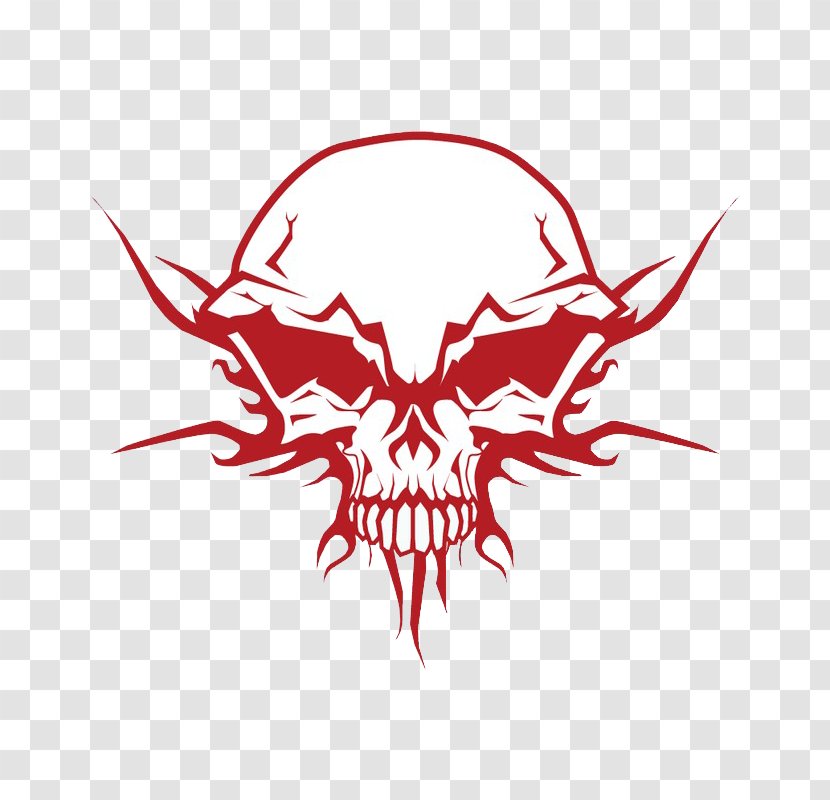 Skull Drawing Clip Art - Bone - Red Transparent PNG