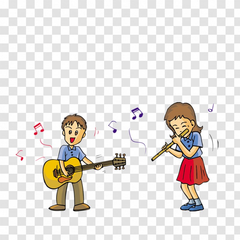 Guitar Cartoon - Tree - Men And Women Singing Transparent PNG