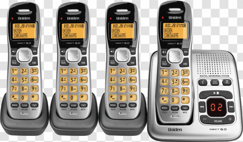 Cordless Telephone Digital Enhanced Telecommunications Uniden Handset - Electronic Device - Telephony Transparent PNG