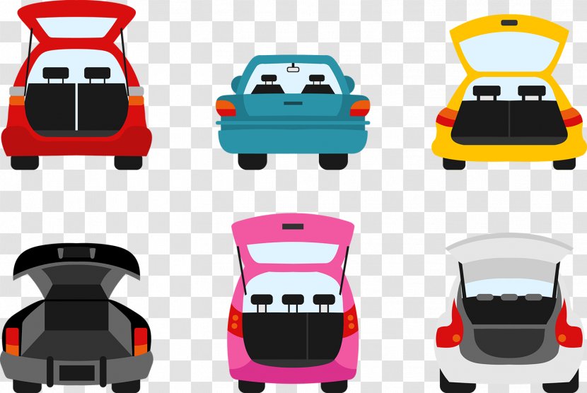 Cartoon Illustration - Automotive Design - Cute Color Car Trunk Rear Transparent PNG