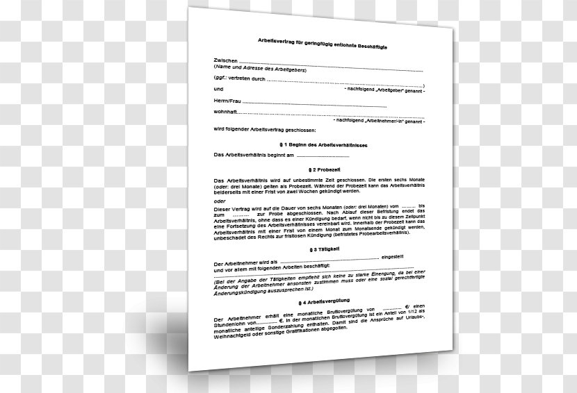 Document Contract Template Curriculum Vitae Temporary Work - Muster - Personal Resume Transparent PNG