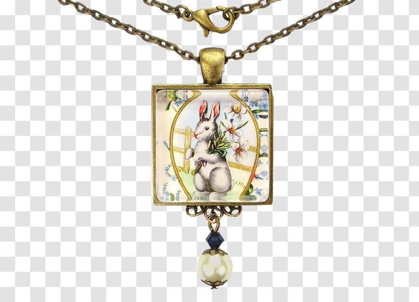 Easter Bunny Locket Necklace Pendant Silver - Retro Transparent PNG