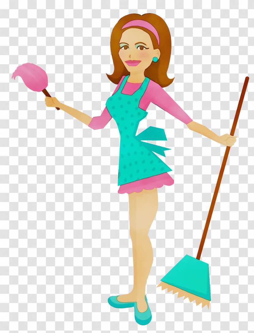 Cartoon Charwoman Clip Art Toy Fictional Character - Watercolor - Doll Transparent PNG