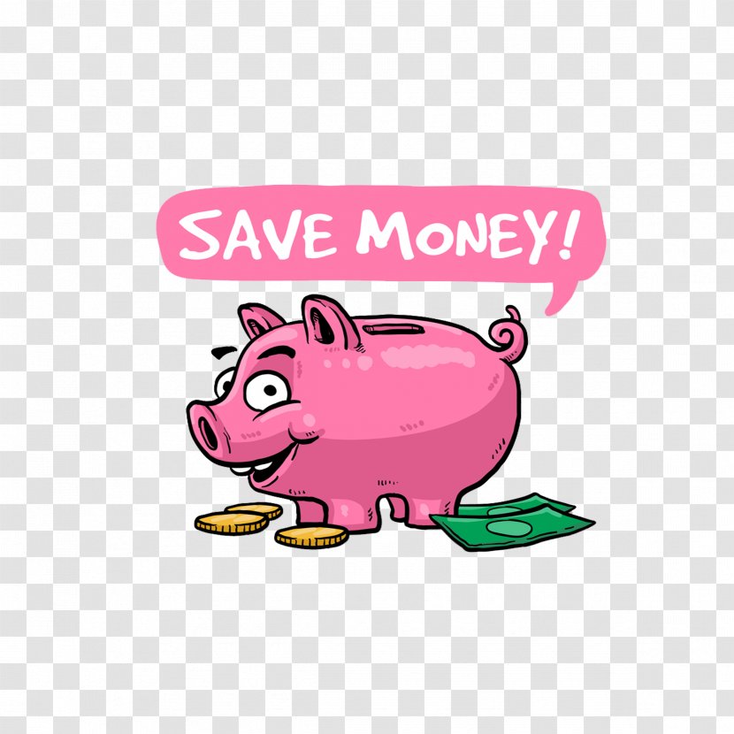 Money Saving Piggy Bank Clip Art - Cartoon Pink Transparent PNG