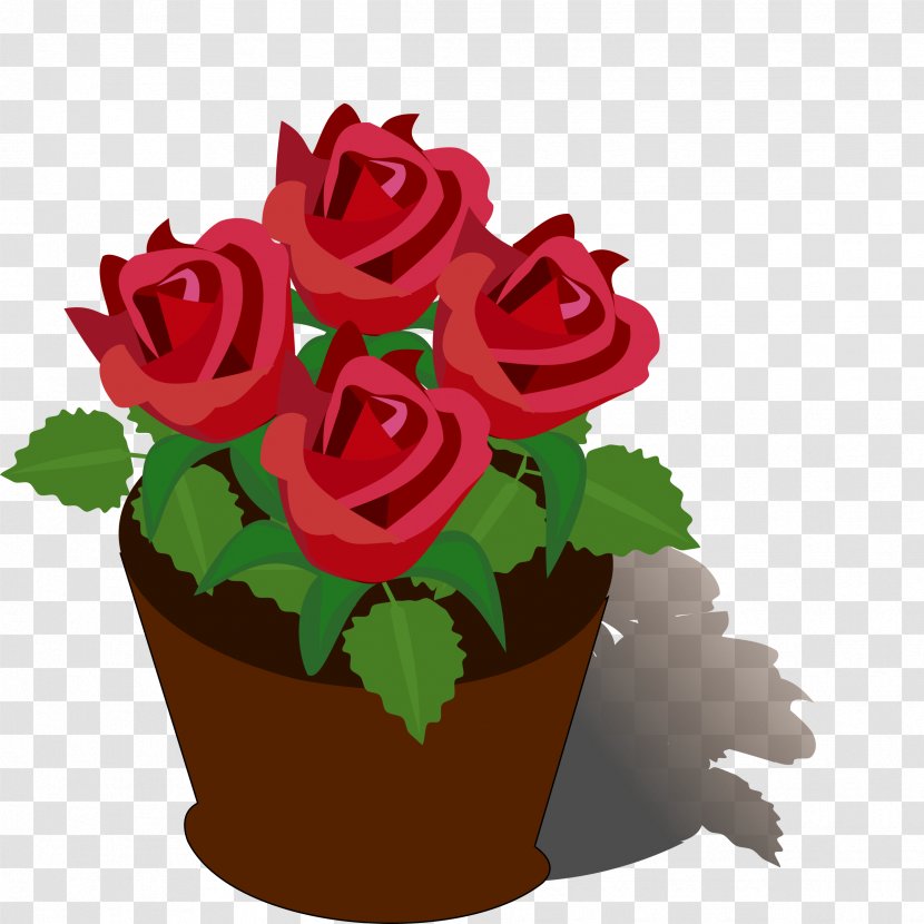 Flowerpot Garden Roses Clip Art - Flowering Plant - Gif Transparent PNG