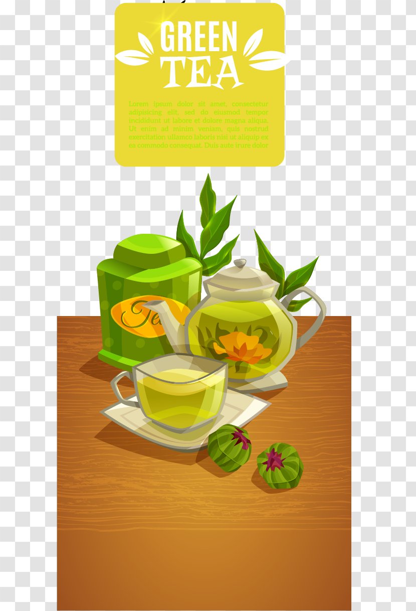 Green Tea Breakfast Drink - Natural Foods - Creative Drinks Banner Vector Material Transparent PNG