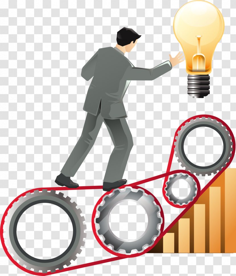 Designer Illustration - Human Behavior - Touch The Bulb Business Man Transparent PNG